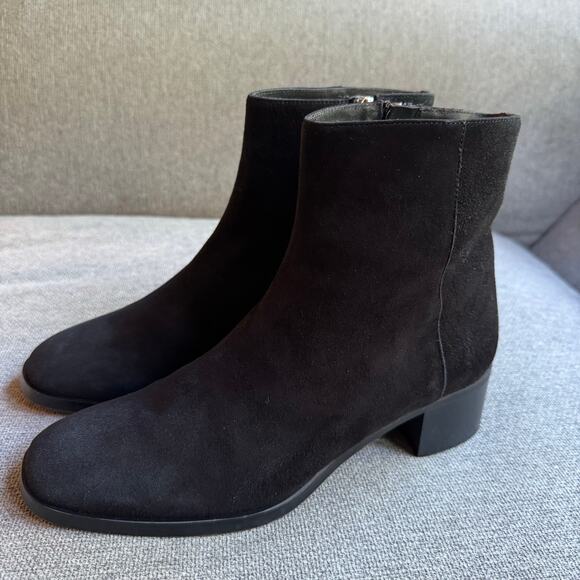 Pancaldi For Diane B. Women's Black Suede Leather Ankle Boot Sz 7 Side Zip - Picture 4 of 12